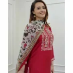 Readymade Stylish & fashionable three piece work by china V I P linen embroidery