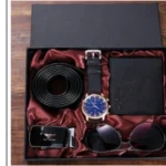 New 6Pcs/Set Fashion Mens Watches Set Gift Glasses Wallet Belt Pen Keychain Wristwatch Set Best Gifts Luxury Watch for Men